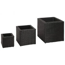 VidaXL Garten-Hochbeet 3-tlg. Poly Rattan - vidaXL Garten-Hochbeet 3-tlg. Poly Rattan Schwarz