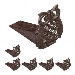 Relaxdays 6 x Türstopper Eule Gusseisen