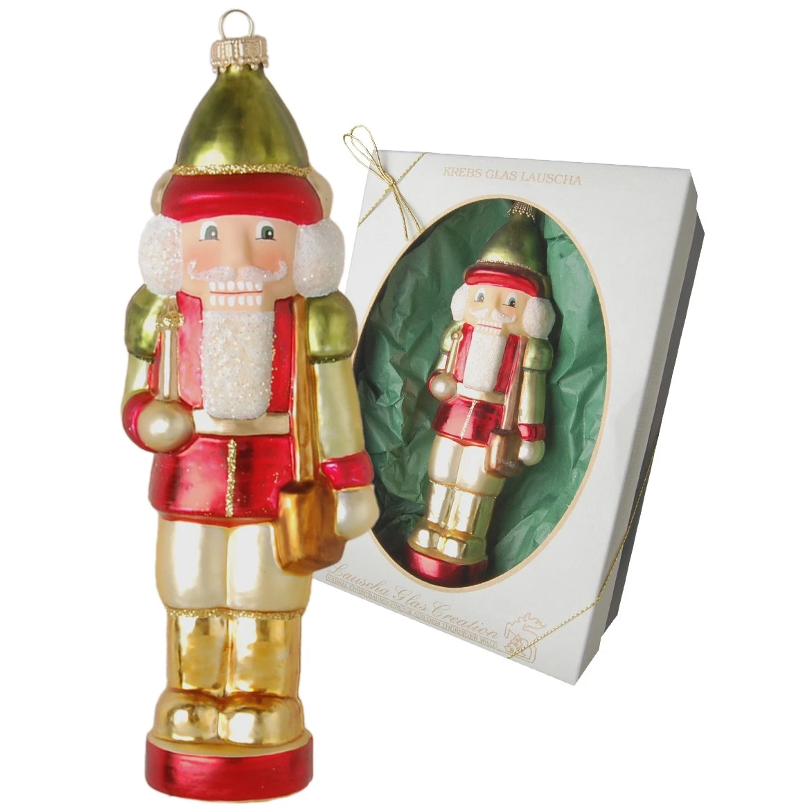 Krebs Glas Lauscha 20cm Großer Nussknackersoldat aus Glas, 3 Krebs Glas Lauscha 20cm Großer Nussknackersoldat aus Glas,