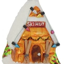 Krebs Glas Lauscha Ski-Hütte 11cm aus Glas und handekoriert