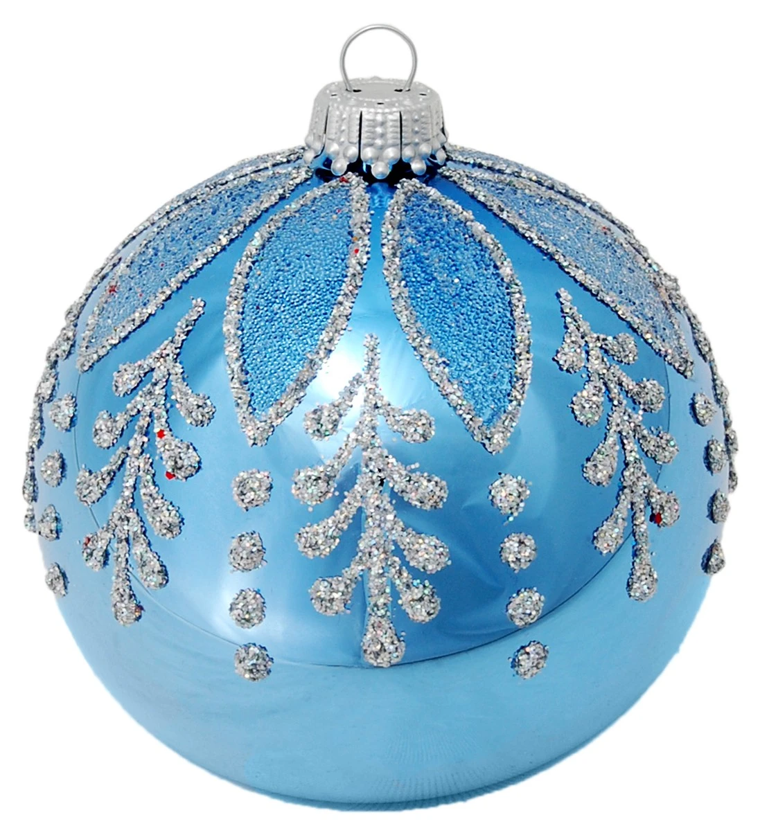 Krebs Glas Lauscha Blau 8cm Glaskugel mit Blumenmuster 3 Krebs Glas Lauscha Blau 8cm Glaskugel mit Blumenmuster