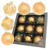 Krebs Glas Lauscha Klar/Satin-Gold, Glaskugelsortiment 8cm -Günstiges Deko Geschäft 5a24fb6916a24b19bdda31238ac41b85