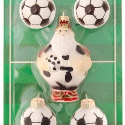 Krebs Glas Lauscha Miniset Fußball-Santa und 4 Fußbälle