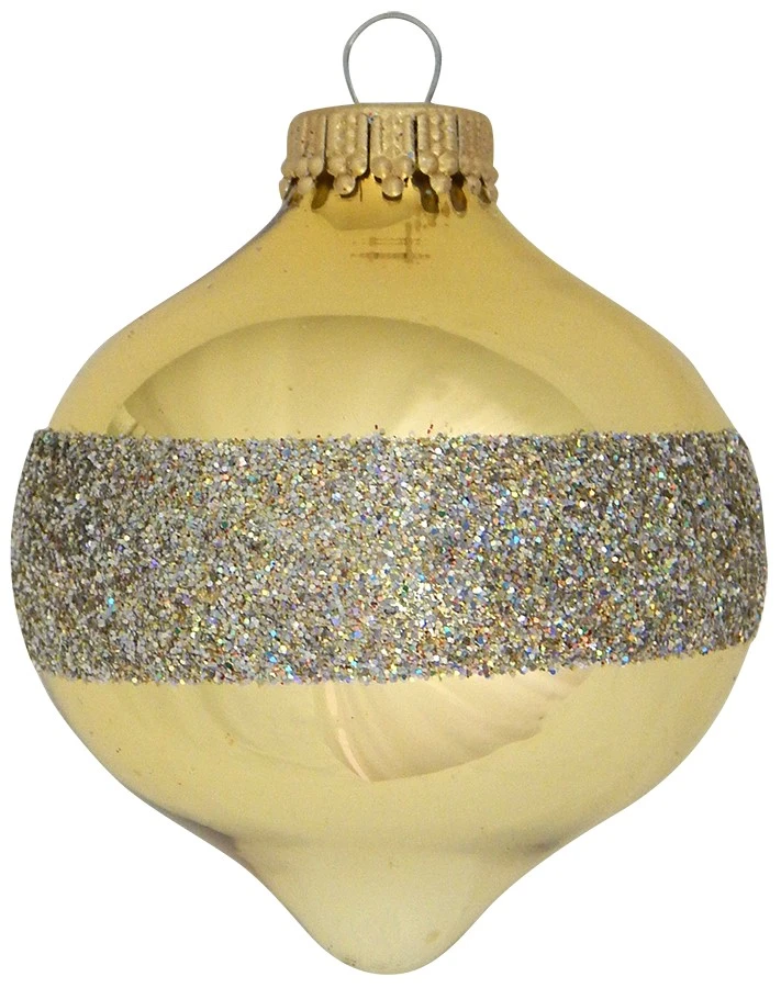 Krebs Glas Lauscha 8cm Glastropfen mit Dekor Glitzerband 3 Krebs Glas Lauscha 8cm Glastropfen mit Dekor Glitzerband