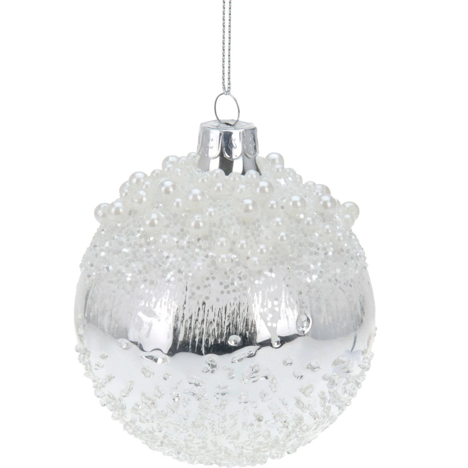 Home&Styling Collection Weihnachtskugel, Ø 8 cm, weiß-silbern 3 Home&Styling Collection Weihnachtskugel, Ø 8 cm, weiß-silbern