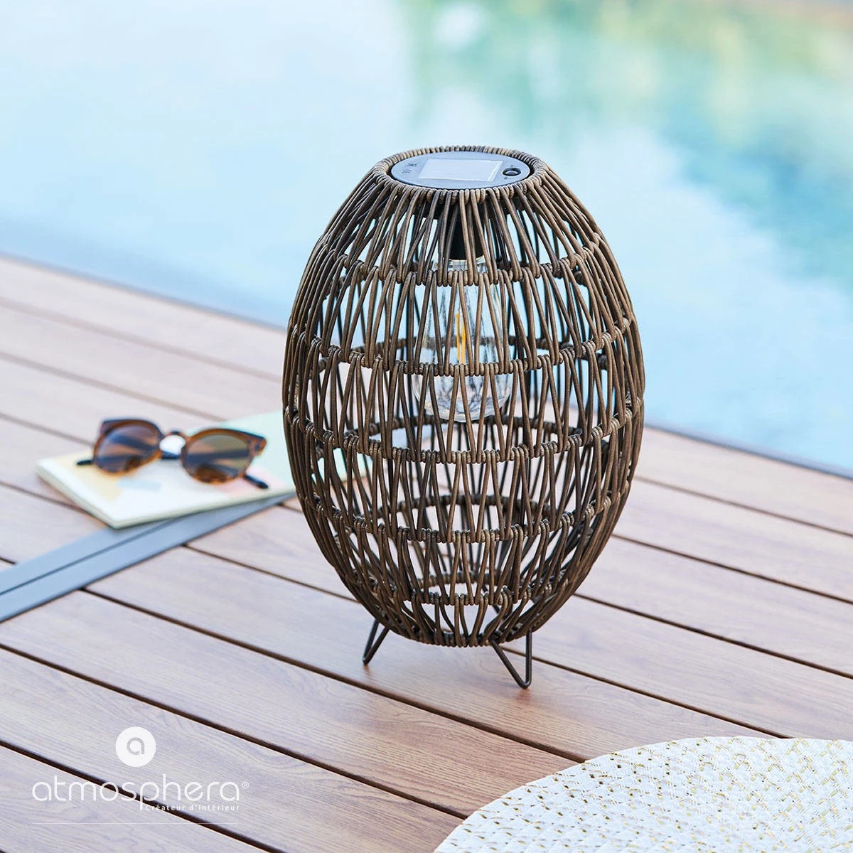 Atmosphera Créateur d'intérieur Solar-Laterne, geflochten, Ø 21 cm 4 Atmosphera Créateur d'intérieur Solar-Laterne, geflochten, Ø 21 cm – Bild 2
