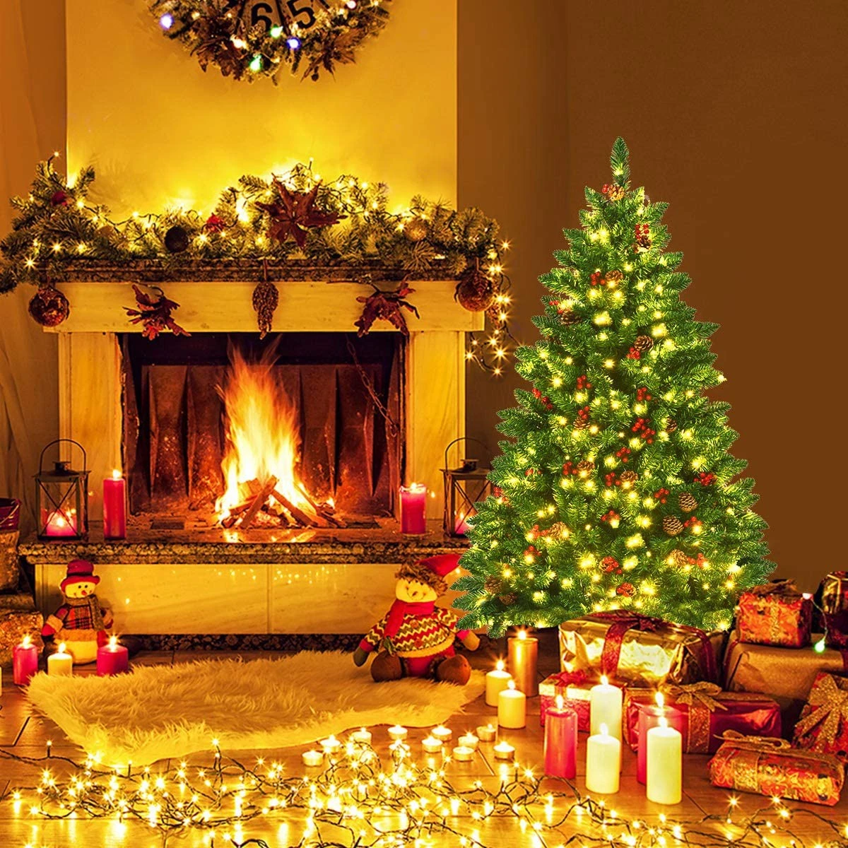 Costway 180cm Künstlicher Halber Weihnachtsbaum 4 Costway 180cm Künstlicher Halber Weihnachtsbaum – Bild 2