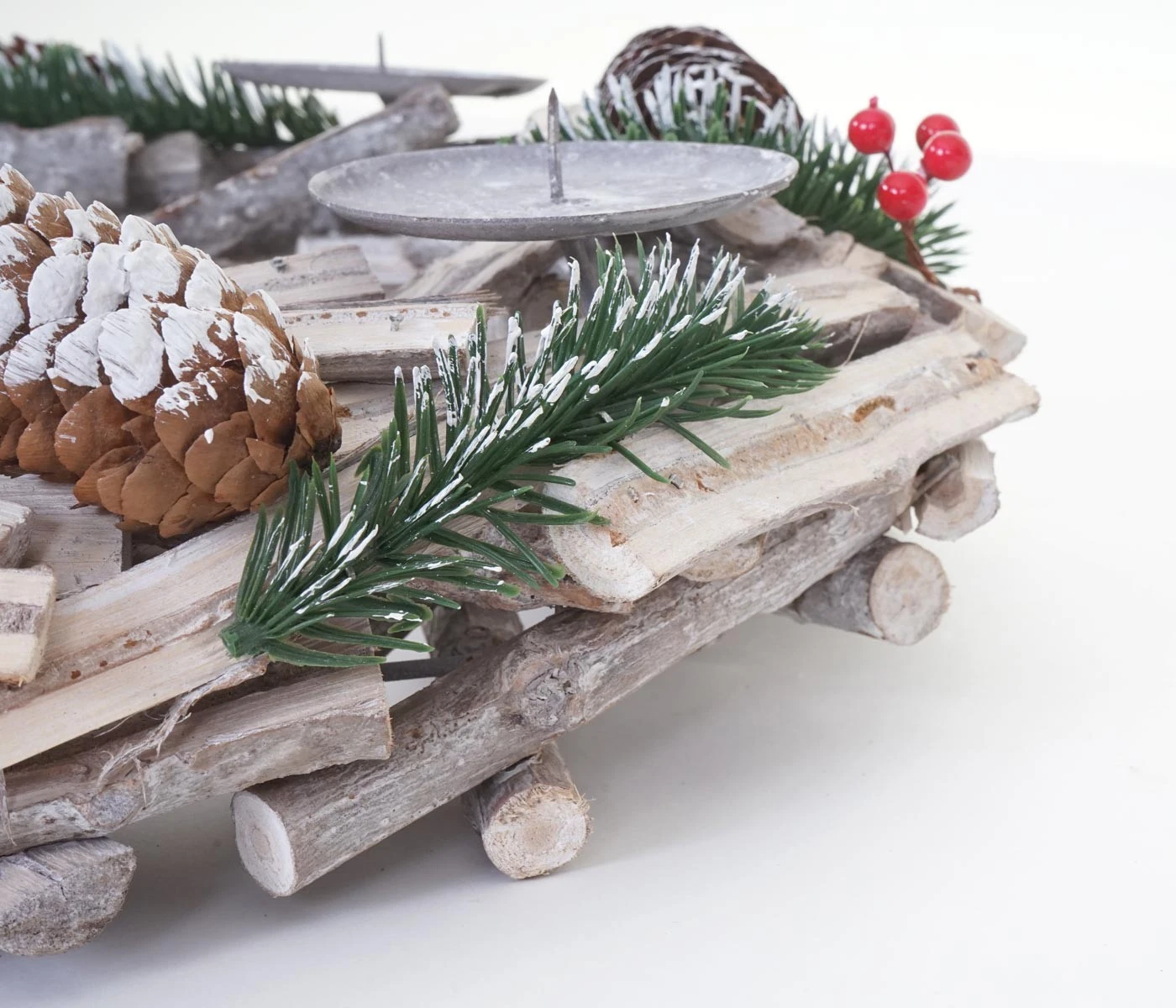 HWC Adventskranz rund Holz ohne Kerzen 4 HWC Adventskranz rund Holz ohne Kerzen – Bild 2