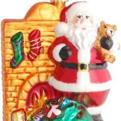 Krebs Glas Lauscha Santa am Kamin 12cm aus Glas