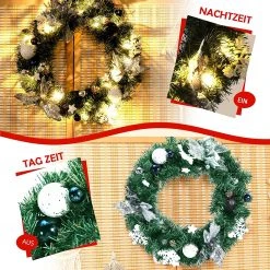 Costway 50cm künstlicher Weihnachtskranz LED -Günstiges Deko Geschäft 62cb0b336f8d4a35893634632728a7f1