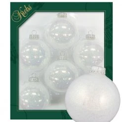 Krebs Glas Lauscha Weiß 7cm Glaskugeln uni mit Innenglitter