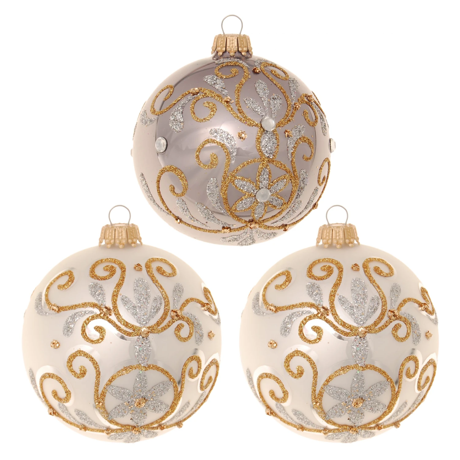 Krebs Glas Lauscha Chabli/Grau 8cm Glaskugeln 3 Krebs Glas Lauscha Chabli/Grau 8cm Glaskugeln