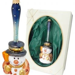 Krebs Glas Lauscha 25cm Schneemann-Glocke aus Glas