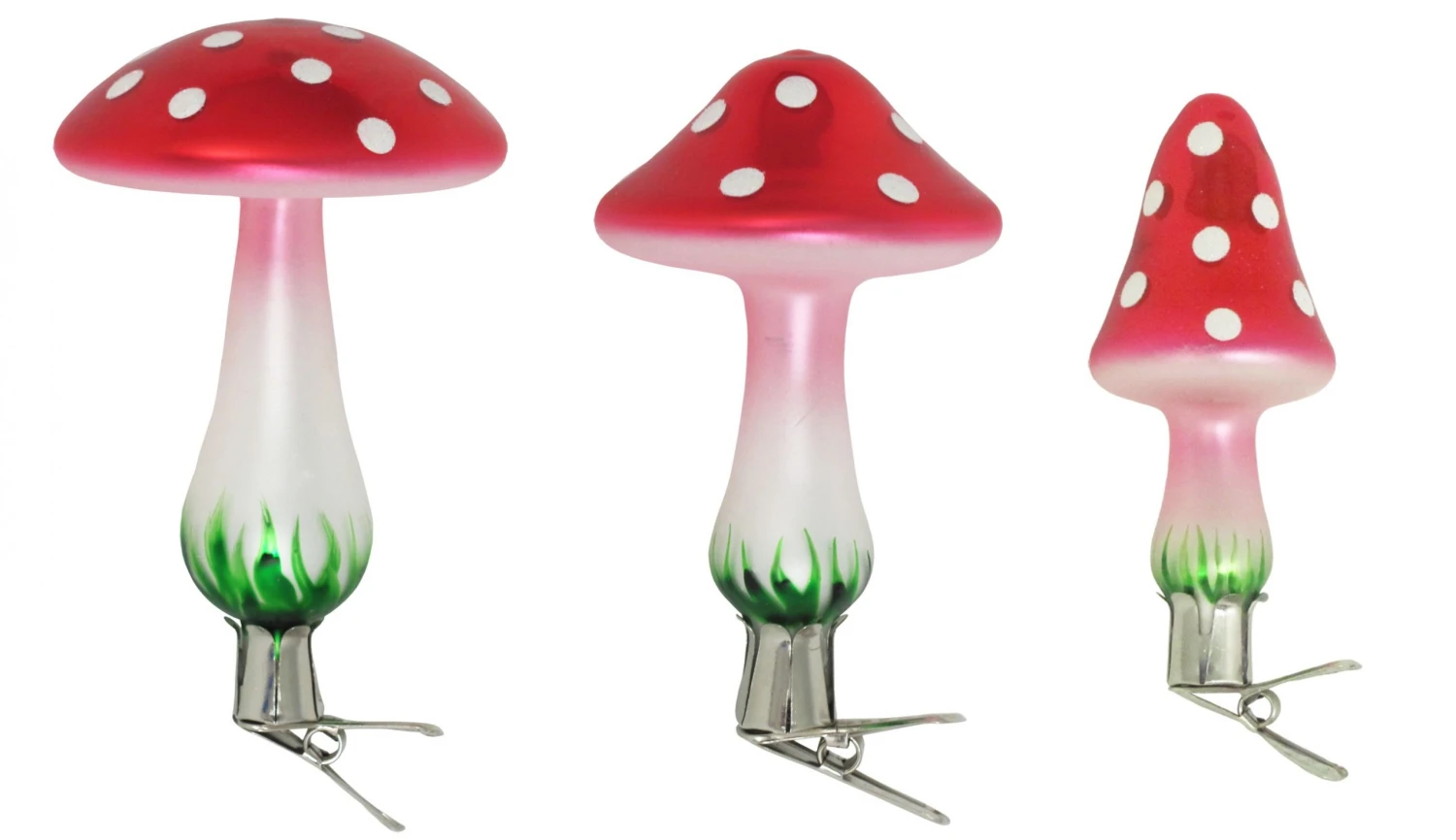 Krebs Glas Lauscha Weiß/Rot 10cm Pilzsortiment aus Glas 3 Krebs Glas Lauscha Weiß/Rot 10cm Pilzsortiment aus Glas