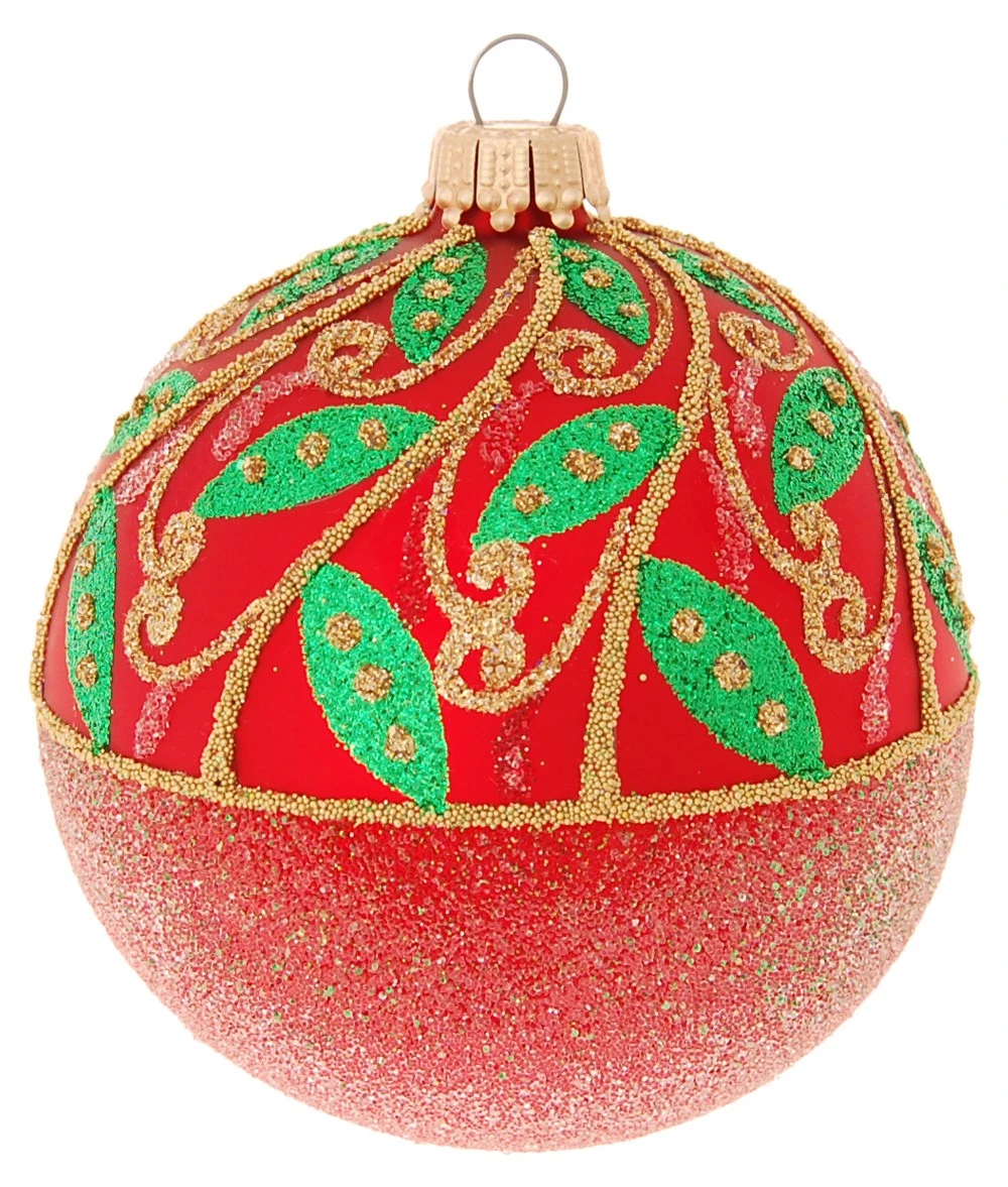 Krebs Glas Lauscha Rot 8cm Glaskugel Blätter 3 Krebs Glas Lauscha Rot 8cm Glaskugel Blätter