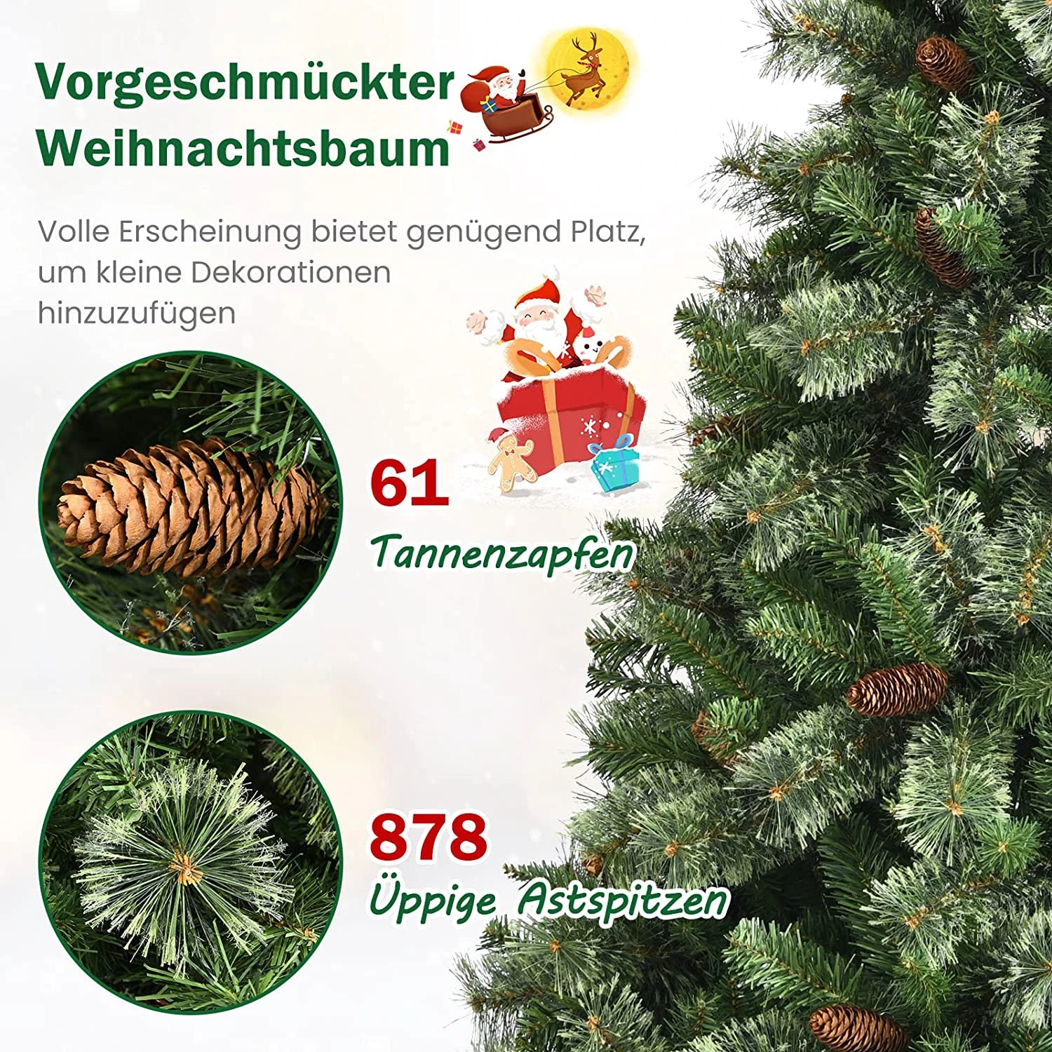 Costway 180cm künstlicher Weihnachtsbaum 8 Costway 180cm künstlicher Weihnachtsbaum – Bild 6