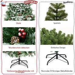 Costway 195cm Künstlicher Weihnachtsbaum 14 Costway 195cm Künstlicher Weihnachtsbaum -Günstiges Deko Geschäft 69bffdbad2eb4edaa33bfafbafac1cb7