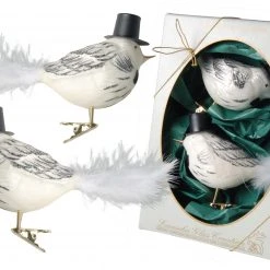 Krebs Glas Lauscha Weiß 13cm Vogelbäutigam aus Glas