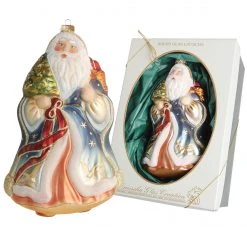 Krebs Glas Lauscha 17cm Weihnachtsmann mit Baum aus Glas