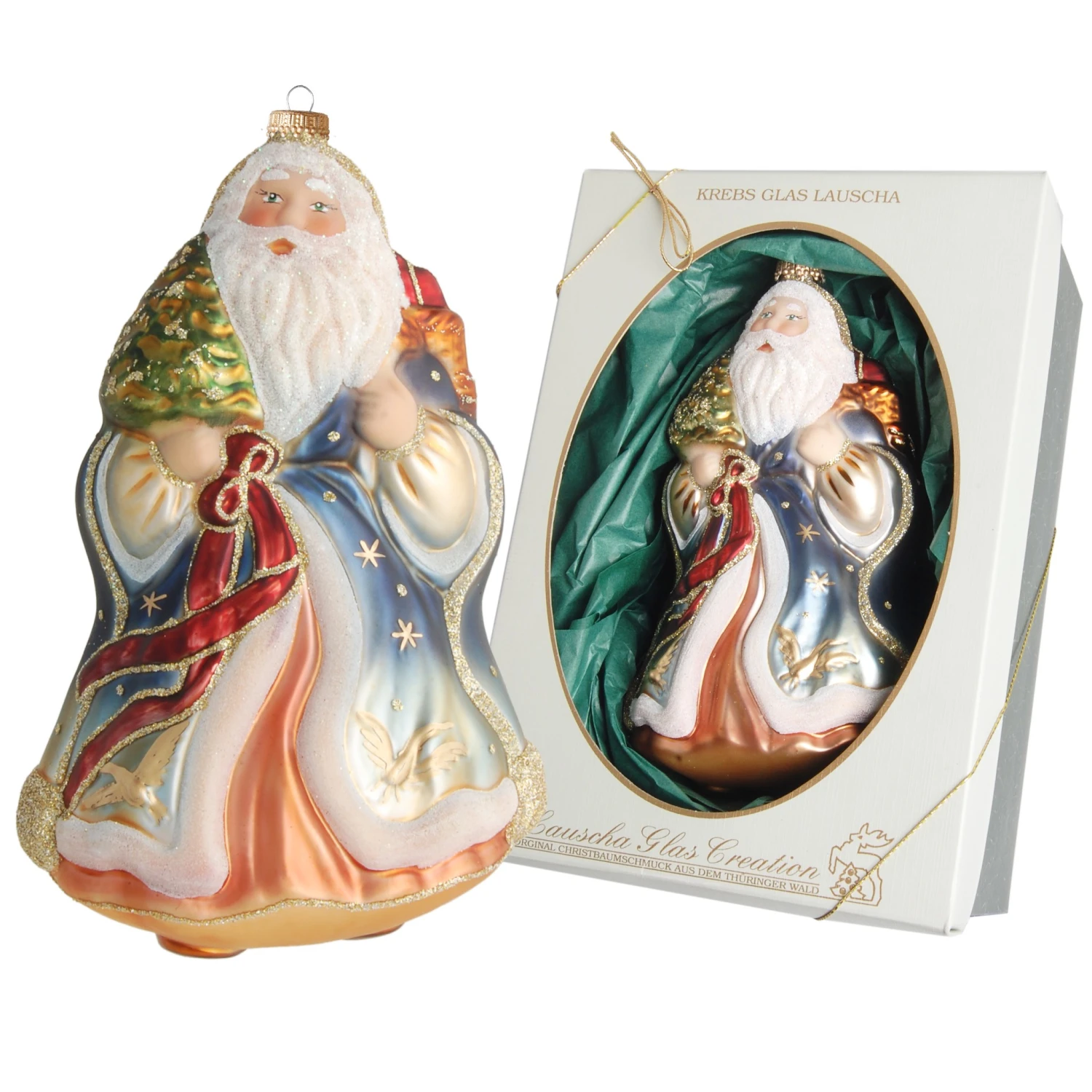 Krebs Glas Lauscha 17cm Weihnachtsmann mit Baum aus Glas 3 Krebs Glas Lauscha 17cm Weihnachtsmann mit Baum aus Glas