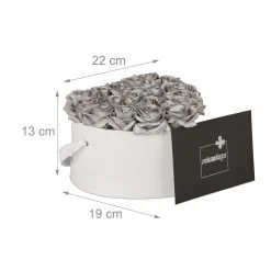 Relaxdays Weiße Rosenbox mit 18 silbernen Rosen -Günstiges Deko Geschäft 6ba077700fd24146a4b9f07095f42b1b