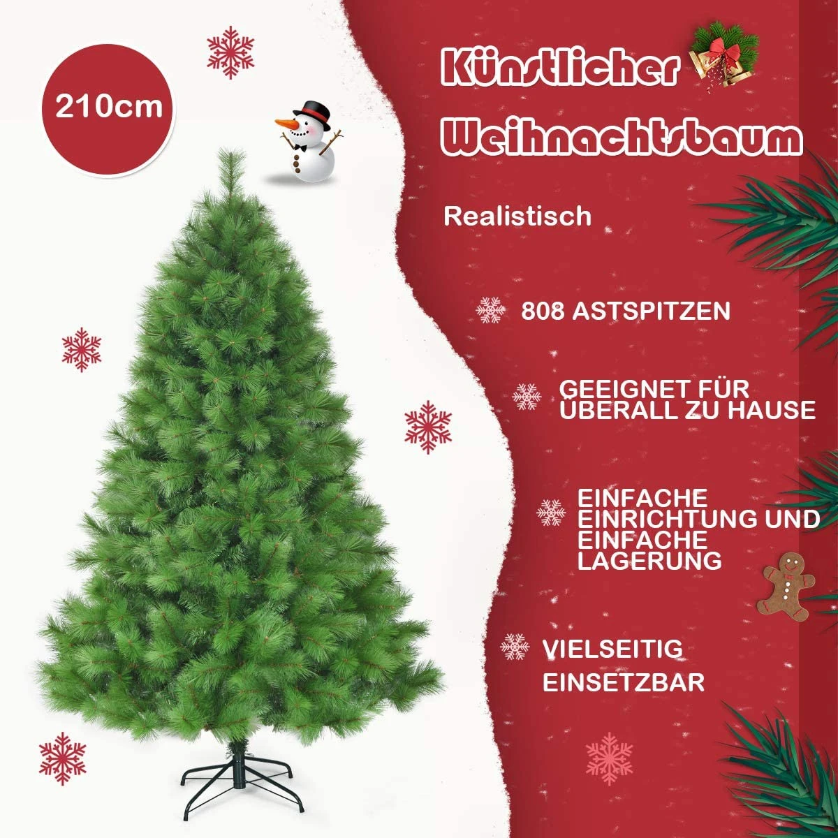 Costway 210cm Künstlicher Weihnachtsbaum 5 Costway 210cm Künstlicher Weihnachtsbaum – Bild 3