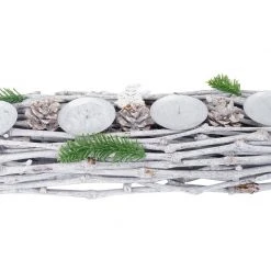 HWC Adventskranz länglich Holz Kerzen weiß - Mit Kerzen, weiß