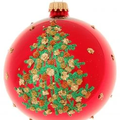 Krebs Glas Lauscha Rot glanz 8cm Glaskugel Weihnachtsbaum