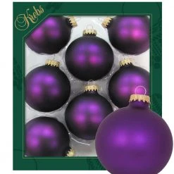 Krebs Glas Lauscha Satin-Aubergine 7cm Glaskugeln uni