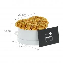 Relaxdays Weiße Rosenbox mit 18 goldenen Rosen -Günstiges Deko Geschäft 72b7955c639545848331773f2c5e1b79