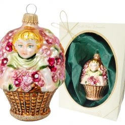 Krebs Glas Lauscha 9cm Biedermeier Kind im Korb