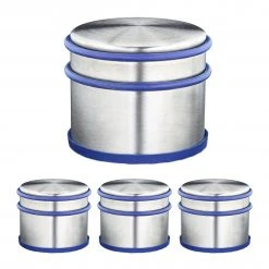 Relaxdays 4 x Türstopper Edelstahl silber-blau