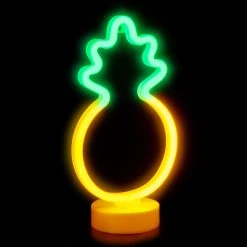 Relaxdays 1 x LED Neonlicht Ananas - Gelb - Grün - 17 x 30 cm