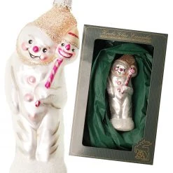 Krebs Glas Lauscha Rosa 11cm Schneemann mit Eimer aus Glas