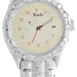 Krebs Glas Lauscha Herrenuhr in Silber 10,5cm aus Glas