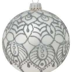 Krebs Glas Lauscha Silber 10cm Glaskugel Arabeske