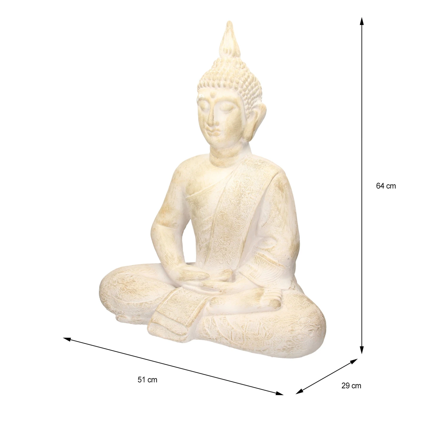 ECD Germany Buddha Figur 51x29x64 cm Beige/Grau 7 ECD Germany Buddha Figur 51x29x64 cm Beige/Grau – Bild 5