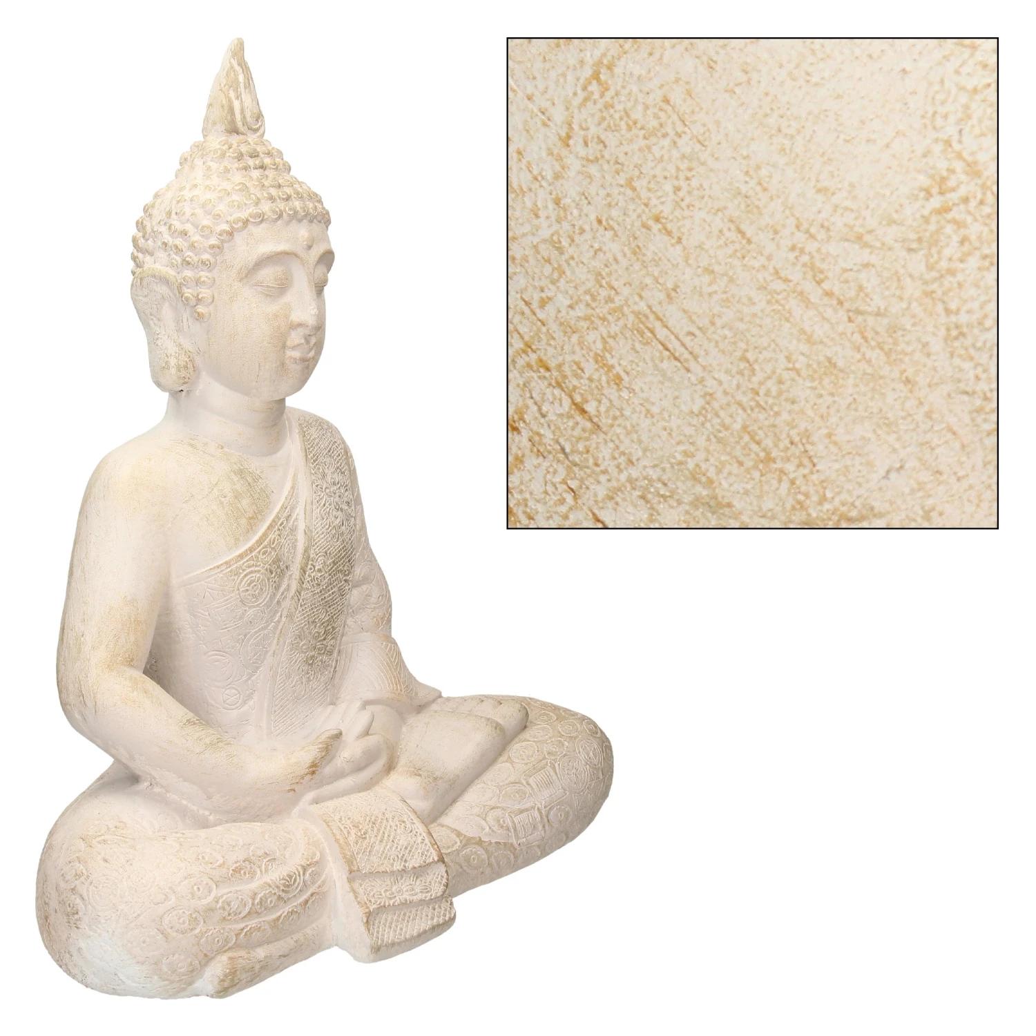 ECD Germany Buddha Figur 40x24x48 cm Beige/Grau 6 ECD Germany Buddha Figur 40x24x48 cm Beige/Grau – Bild 4
