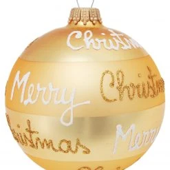 Krebs Glas Lauscha Gold 8cm Glaskugel Merry Christmas