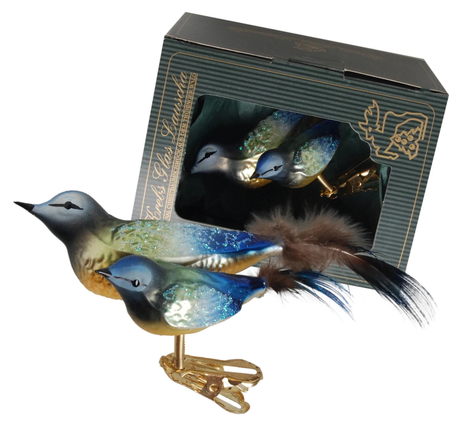 Krebs Glas Lauscha Doppelvögel Meisen 9cm aus Glas 3 Krebs Glas Lauscha Doppelvögel Meisen 9cm aus Glas