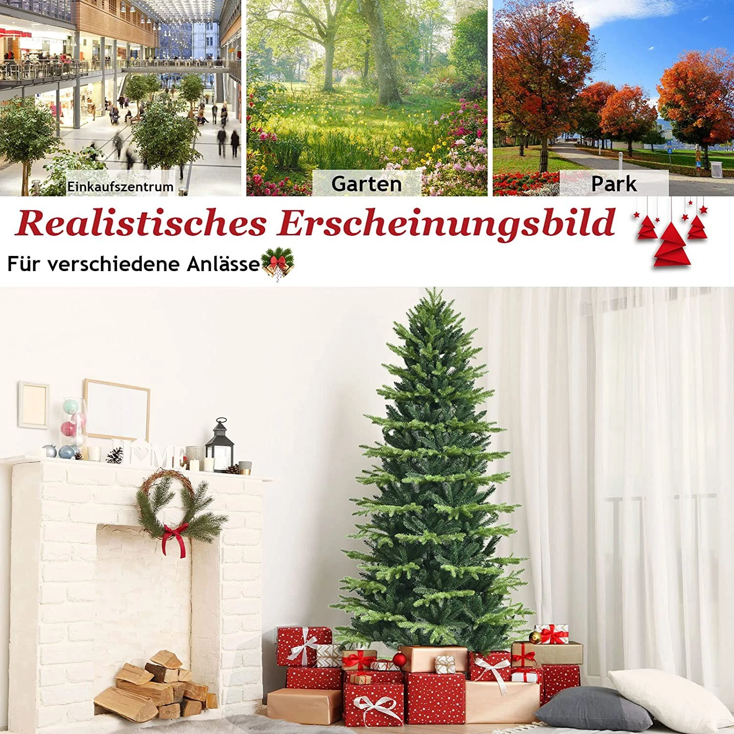 Costway 180cm Künstlicher Weihnachtsbaum 7 Costway 180cm Künstlicher Weihnachtsbaum – Bild 5