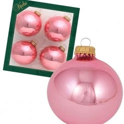 Krebs Glas Lauscha Rosa glanz 8cm Glaskugeln uni