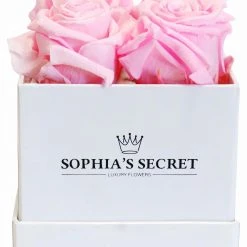 Flowforia Rosenbox Würfel weiß rosa Rose 8,5x8,5