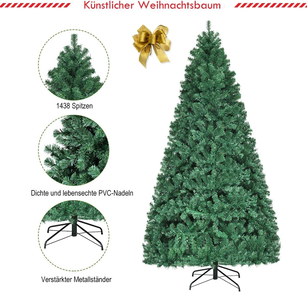 Costway 240cm LED Künstlicher Weihnachtsbaum 7 Costway 240cm LED Künstlicher Weihnachtsbaum – Bild 5