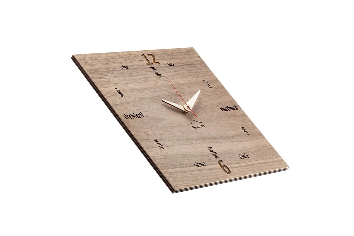 KUNSTLOFT Design Wanduhr Kultuhr Nuss eckig 5 KUNSTLOFT Design Wanduhr Kultuhr Nuss eckig – Bild 3