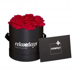 Relaxdays Schwarze Rosenbox rund mit 8 Rosen -Günstiges Deko Geschäft 8d0448d7ad6e44cfb67e9bf1e090992c