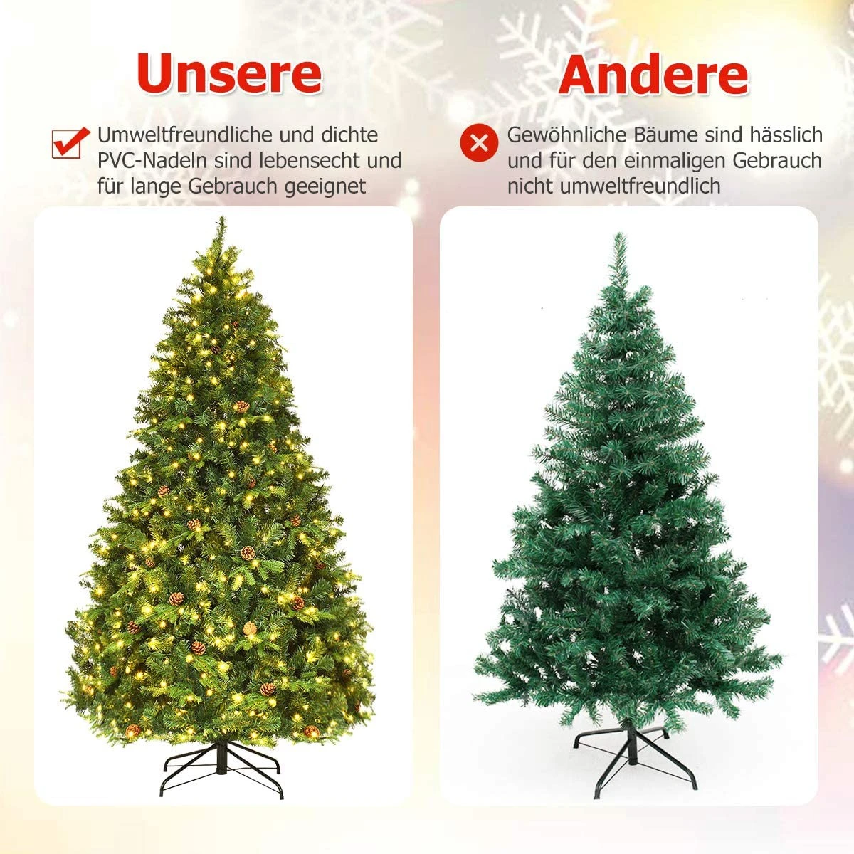 Costway 210cm LED Künstlicher Weihnachtsbaum 5 Costway 210cm LED Künstlicher Weihnachtsbaum – Bild 3