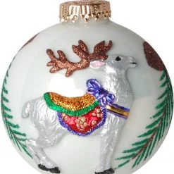 Krebs Glas Lauscha 10cm Glaskugel mit 3D-Rentierdekoration