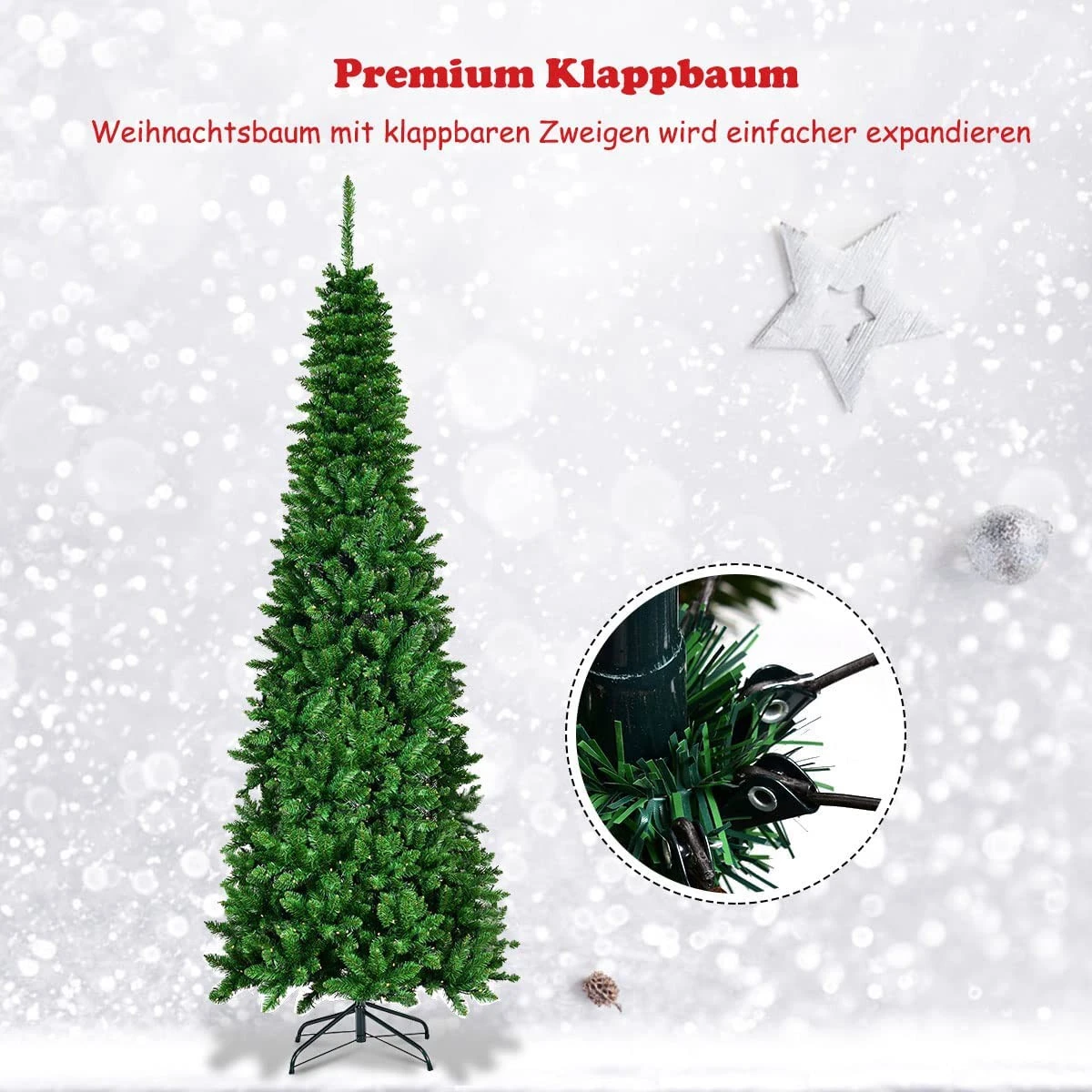 Costway 225cm LED Künstlicher Weihnachtsbaum 7 Costway 225cm LED Künstlicher Weihnachtsbaum – Bild 5