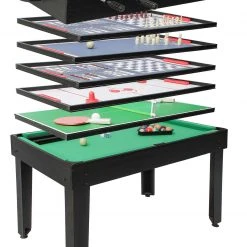 Tischkicker HWC-J15 MDF 7in1 Multiplayer - Schwarz